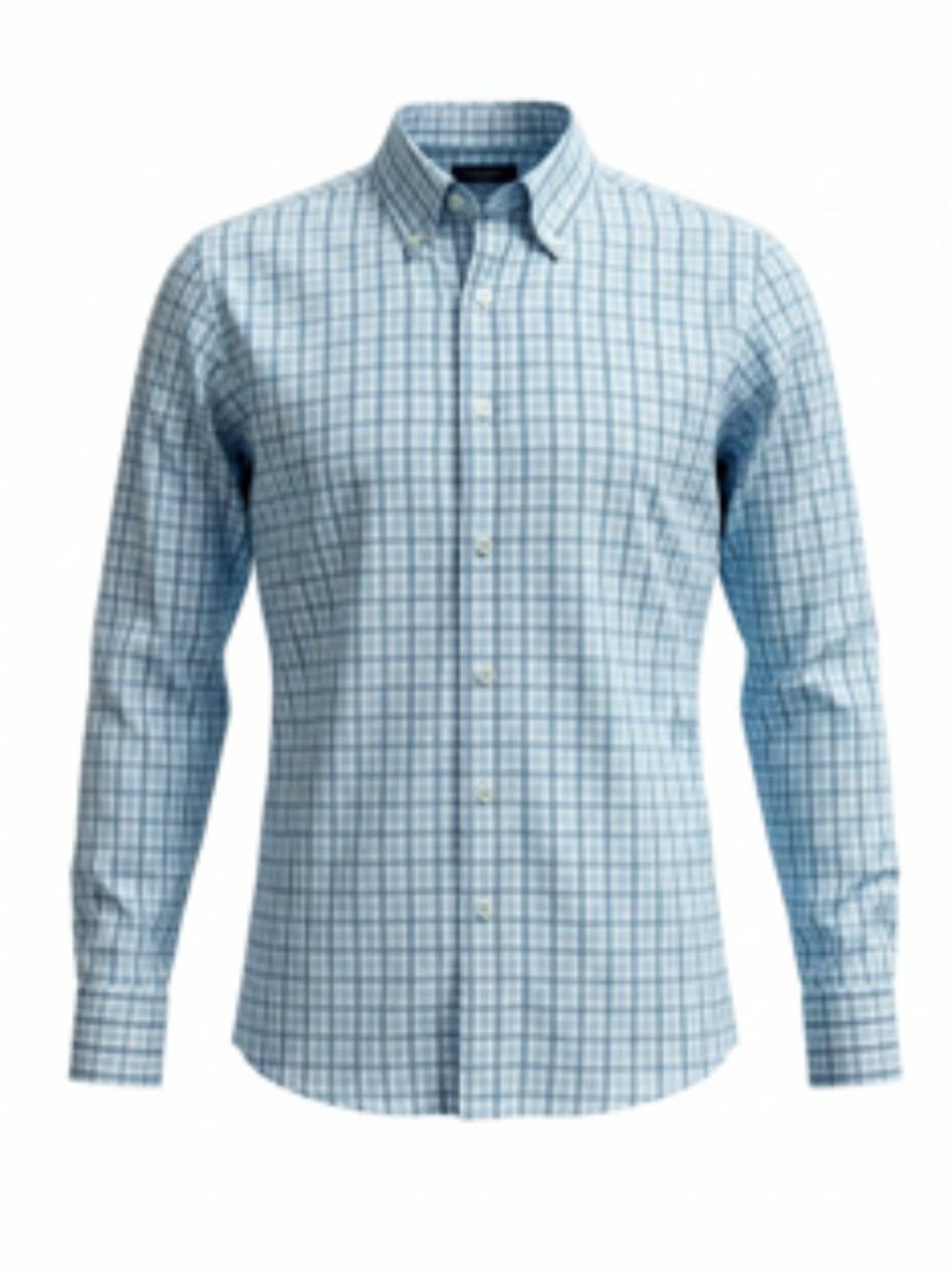 Nautica Long Sleeve Button Men’s Dress/Casual Shirt Blue Checkered Pattern Sz L